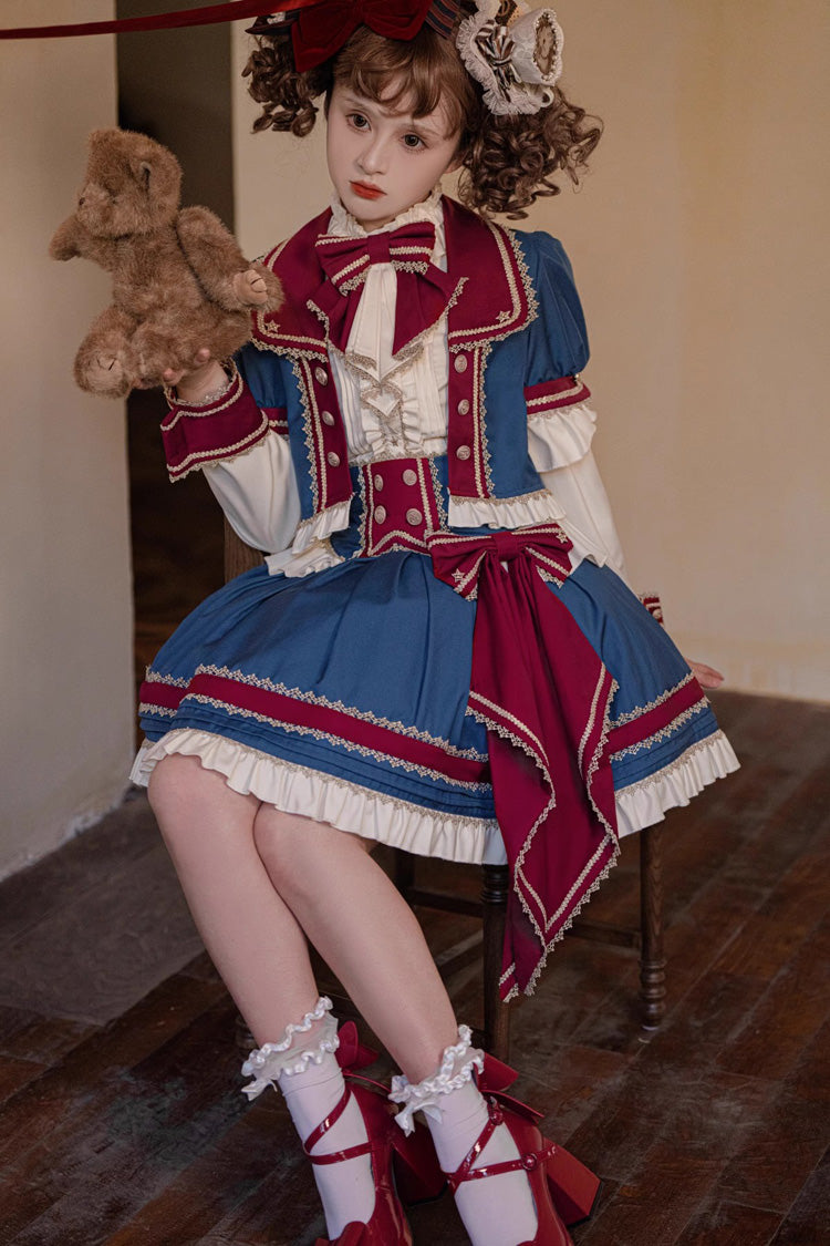 Gothic Outfit Set - Red/white/blue Star Idol Round, 3 Colors, Ruffled, Sweet Style - additional product view 9