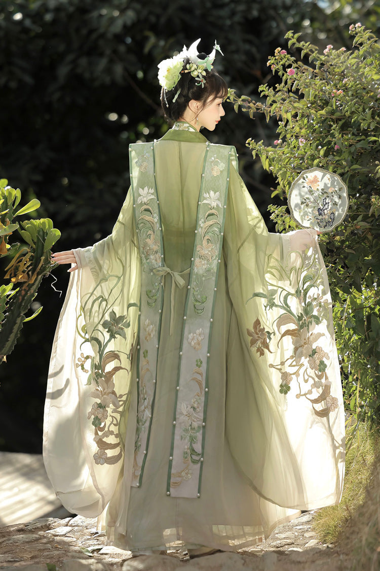 Gothic Outfit Set - Silent Spring Mountains, Green, Chinese-Inspired Style, Ruffled - additional product view 3