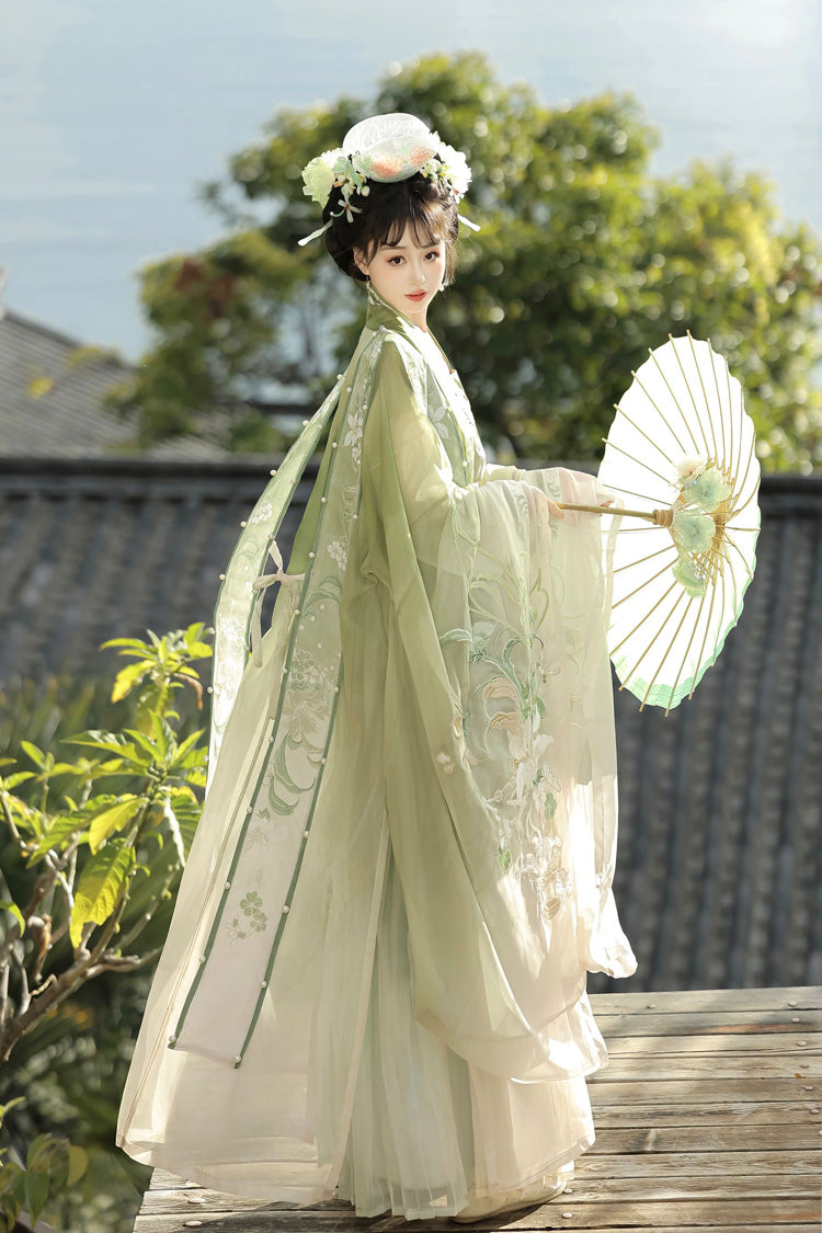 Gothic Outfit Set - Silent Spring Mountains, Green, Chinese-Inspired Style, Ruffled - additional product view 4