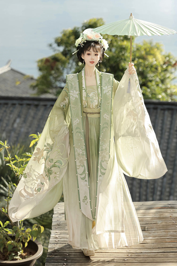 Gothic Outfit Set - Silent Spring Mountains, Green, Chinese-Inspired Style, Ruffled - additional product view 7