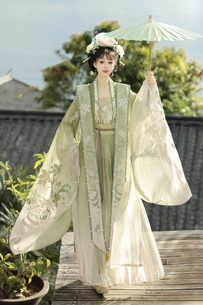Gothic Outfit Set - Silent Spring Mountains, Green, Chinese-Inspired Style, Ruffled - additional product view 7