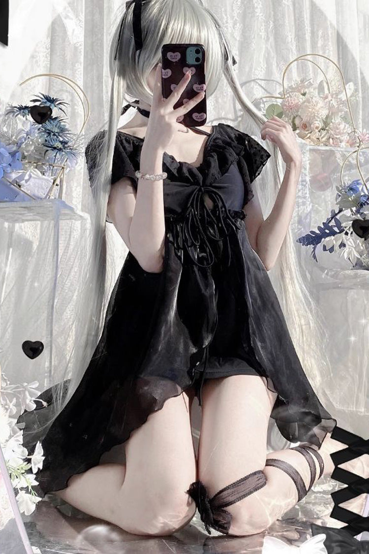 Gothic Swimwear - No Steel Support Lace, 2 Colors, Sweet Style, Lace Trim - additional product view 6
