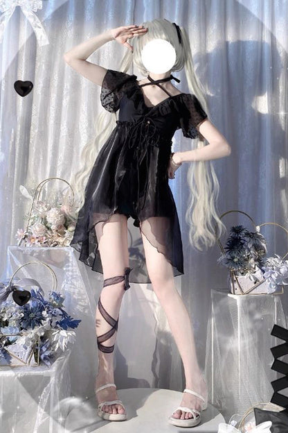 Gothic Swimwear - No Steel Support Lace, 2 Colors, Sweet Style, Lace Trim - additional product view 8
