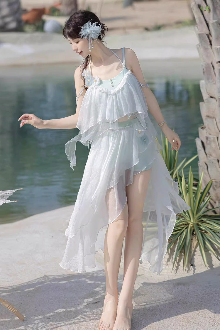 Gothic Swimwear - Summer Beach Lace Three-piece, White, Women's Style, Sweet Style - additional product view 2