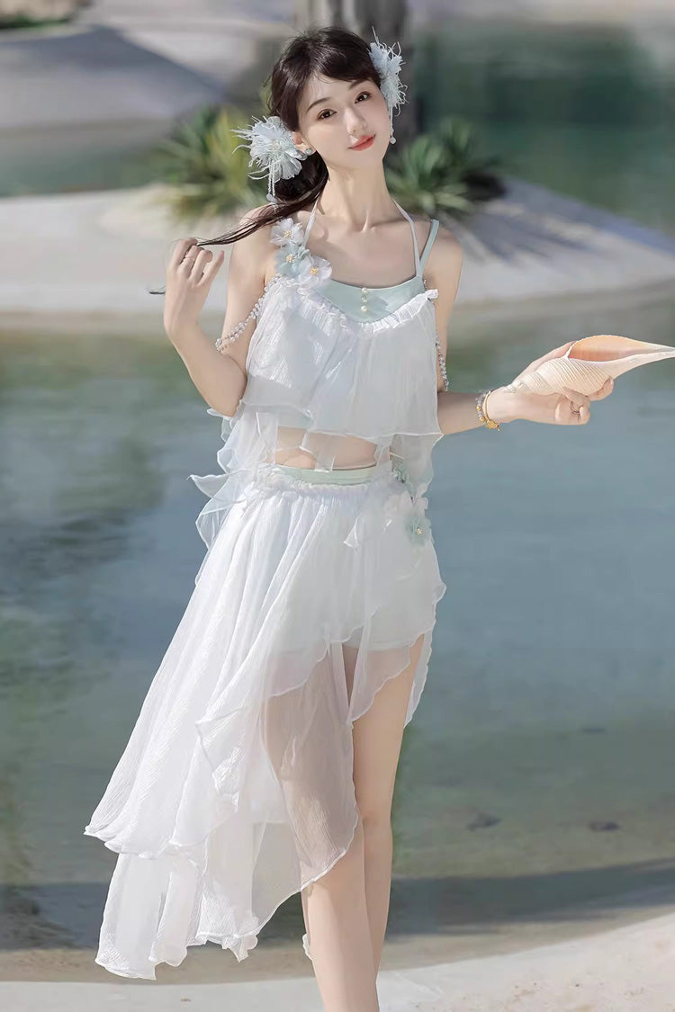 Gothic Swimwear - Summer Beach Lace Three-piece, White, Women's Style, Sweet Style - additional product view 3