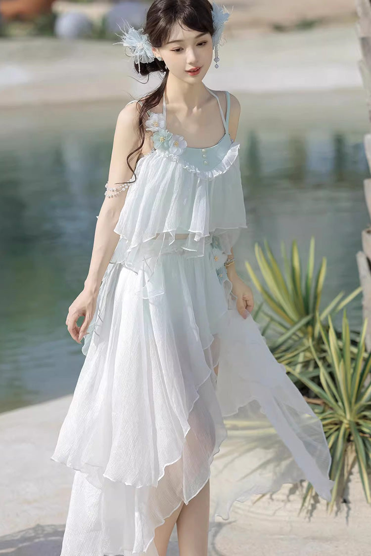 Gothic Swimwear - Summer Beach Lace Three-piece, White, Women's Style, Sweet Style - additional product view 4