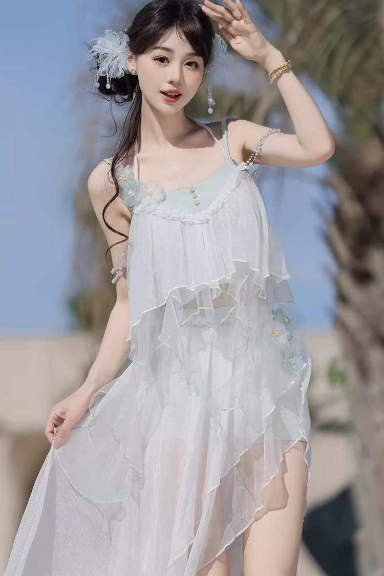 Gothic Swimwear - Summer Beach Lace Three-piece, White, Women's Style, Sweet Style - additional product view 5