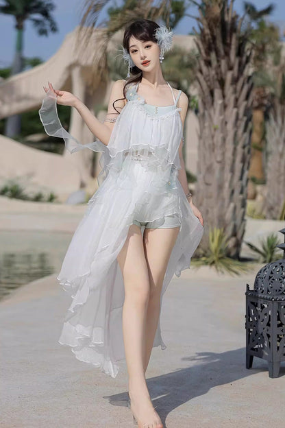 Gothic Swimwear - Summer Beach Lace Three-piece, White, Women's Style, Sweet Style - additional product view 6