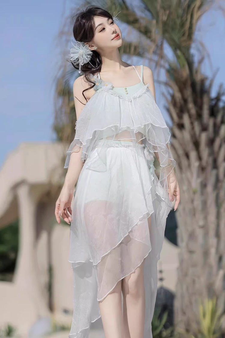 Gothic Swimwear - Summer Beach Lace Three-piece, White, Women's Style, Sweet Style - additional product view 7