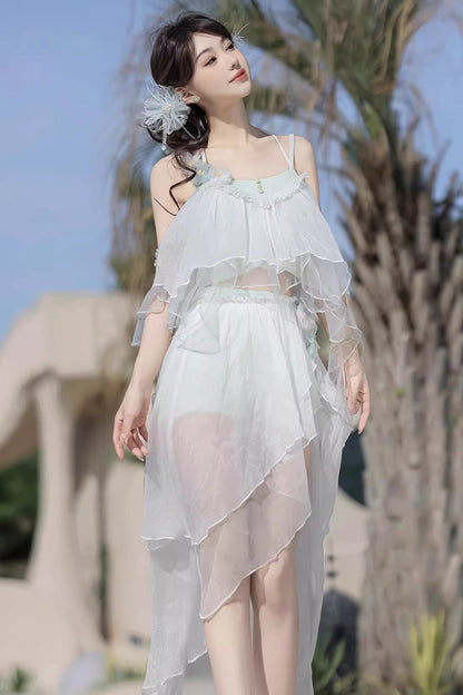 Gothic Swimwear - Summer Beach Lace Three-piece, White, Women's Style, Sweet Style - additional product view 7