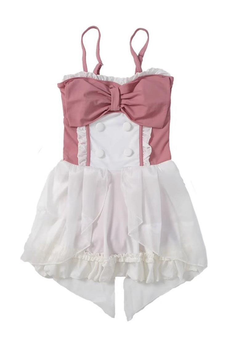 Gothic Swimwear - White/pink, 2 Colors, Bow Detail, Sweet Style - additional product view 4