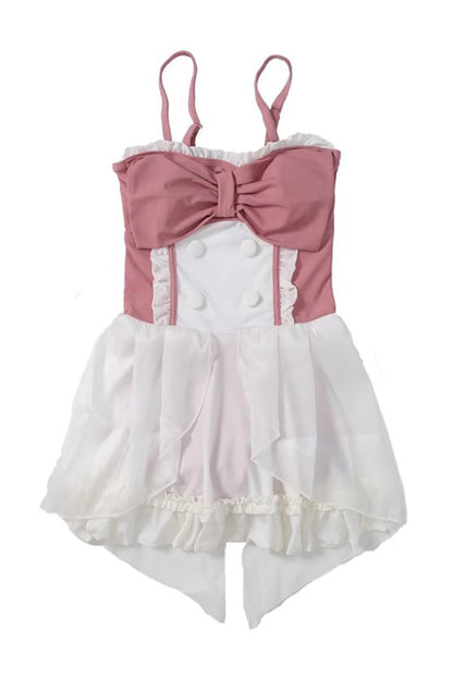 Gothic Swimwear - White/pink, 2 Colors, Bow Detail, Sweet Style - additional product view 4