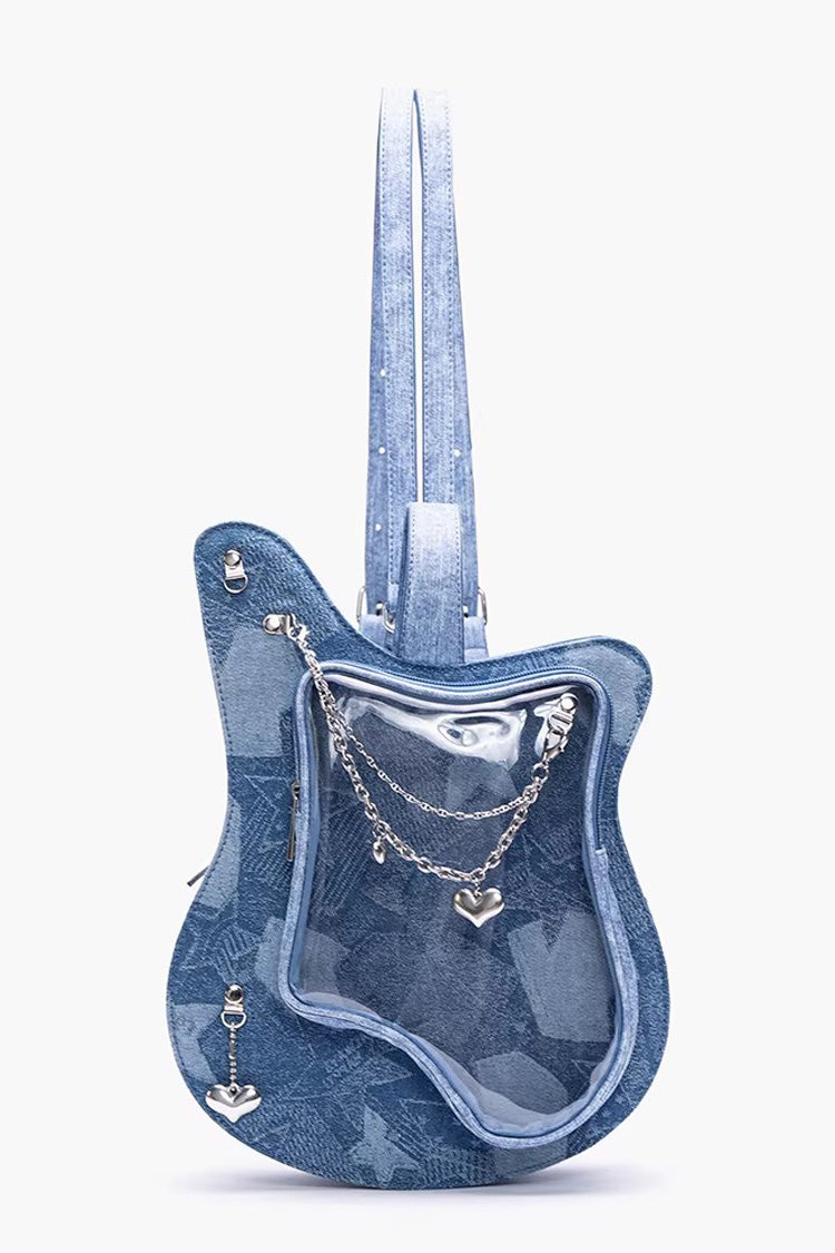 Japanese Fashion Itabag - Guitar Heart Printed, 3 Colors, Sweet Style - One-Size Blue option