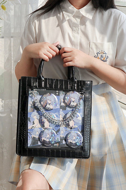 Japanese Fashion Itabag - Transparent Black Chain, Black, Gothic Style - additional product view 2