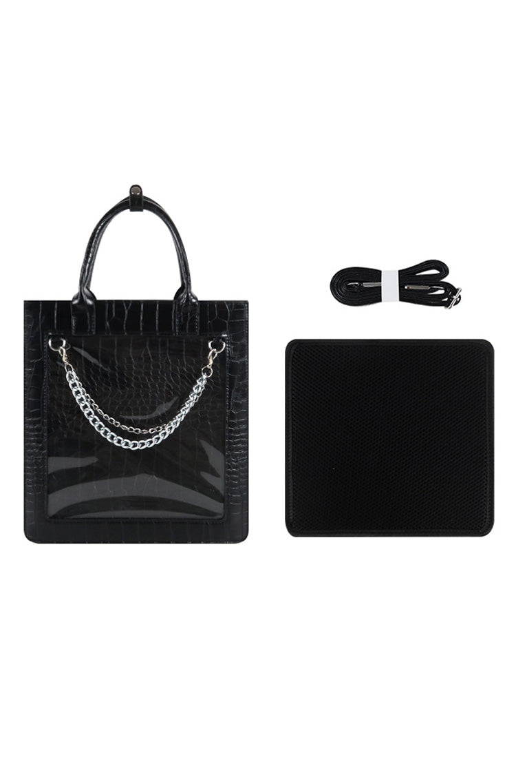 Japanese Fashion Itabag - Transparent Black Chain, Black, Gothic Style - additional product view 8