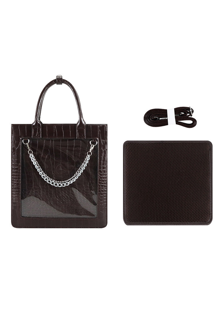 Japanese Fashion Itabag - Transparent Black Chain, Black, Gothic Style - One Size Brown option