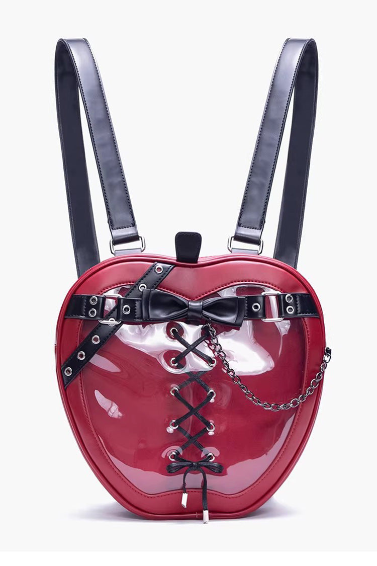 Kawaii Display Itabag - Bow Lace-up Chain-decorated, Red, Gothic Style, Bow Detail - additional product view 4