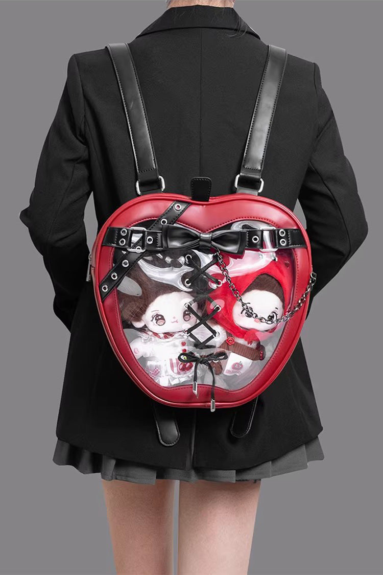 Kawaii Display Itabag - Bow Lace-up Chain-decorated, Red, Gothic Style, Bow Detail - additional product view 5