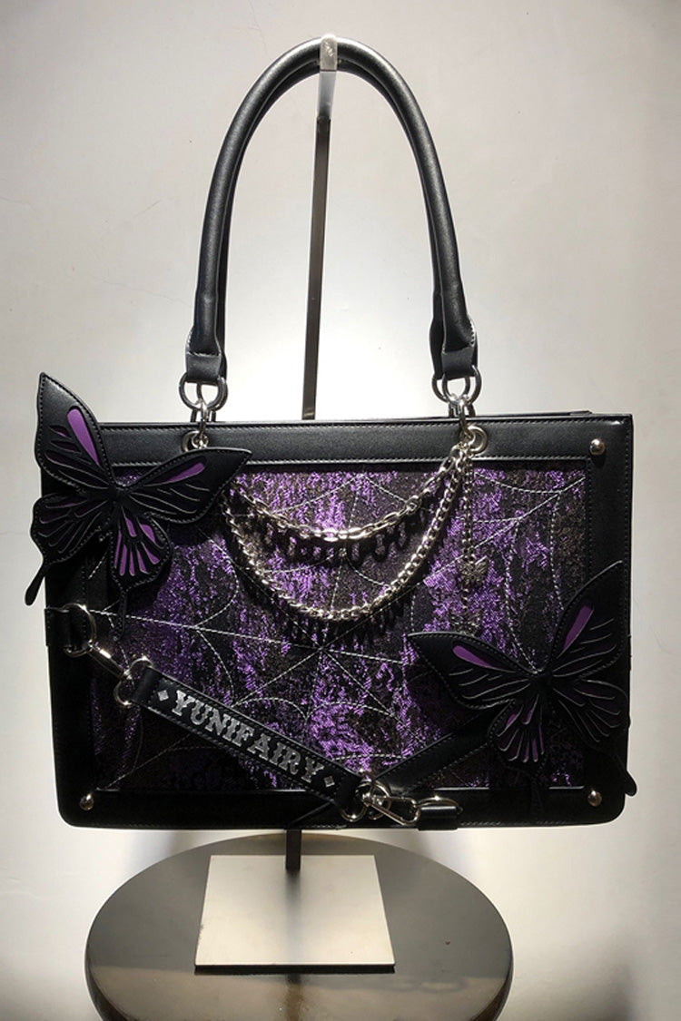 Kawaii Display Itabag - Maze Butterfly Print, 3 Colors, Gothic Style, Printed - One-Size Black/Purple option