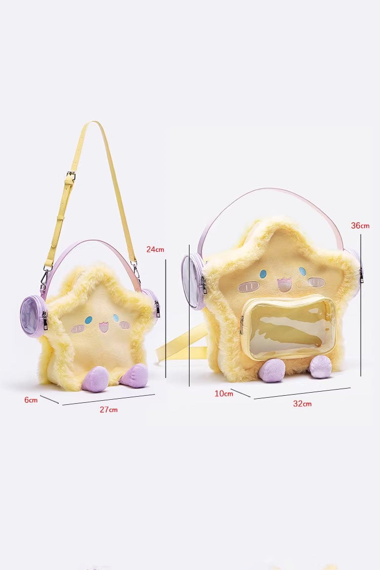 Kawaii Display Itabag - Plush Headphone Star, Yellow, Embroidered, Sweet Style - additional product view 3