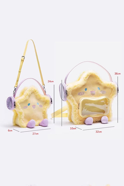 Kawaii Display Itabag - Plush Headphone Star, Yellow, Embroidered, Sweet Style - additional product view 3