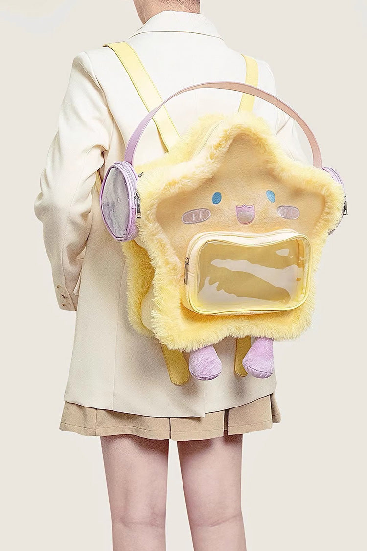Kawaii Display Itabag - Plush Headphone Star, Yellow, Embroidered, Sweet Style - L Yellow option