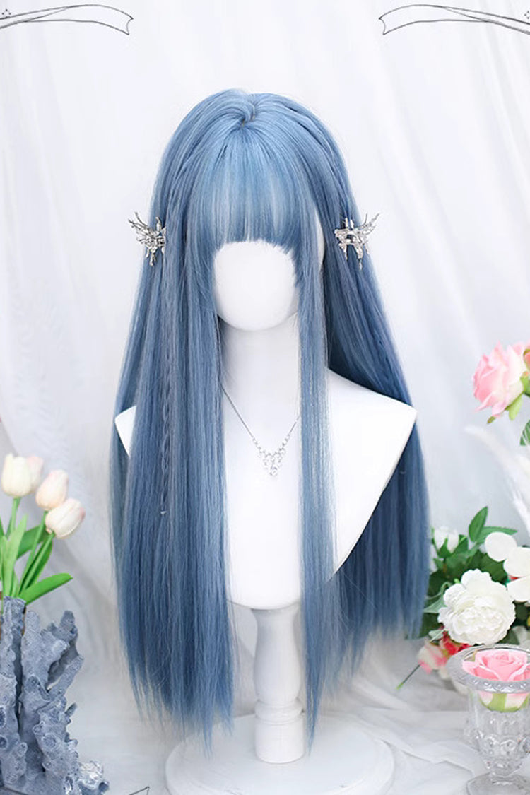 Kawaii Fashion Wig - Air Bangs Slightly Curly, Blue, Sweet Style - additional product view 2