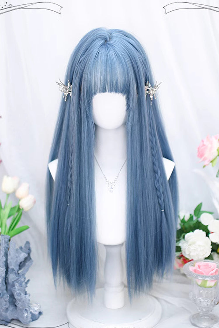 Kawaii Fashion Wig - Air Bangs Slightly Curly, Blue, Sweet Style - main product image