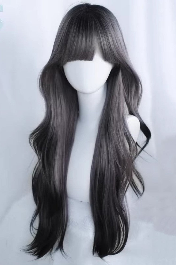 Kawaii Fashion Wig - Black/purple Ombre Curtain Bangs, 2 Colors, Sweet Style - additional product view 2