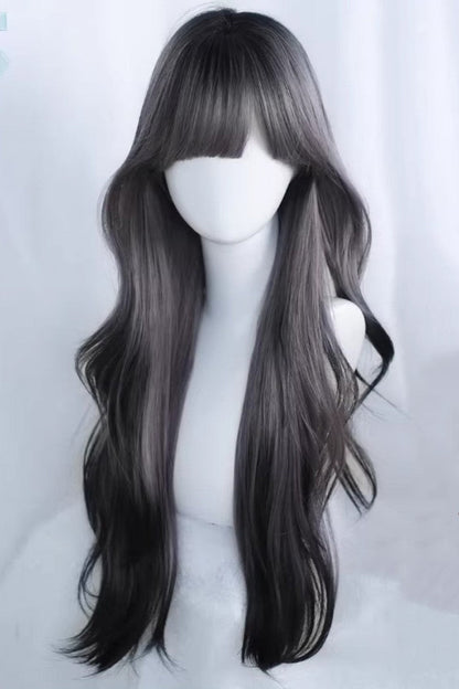Kawaii Fashion Wig - Black/purple Ombre Curtain Bangs, 2 Colors, Sweet Style - additional product view 2