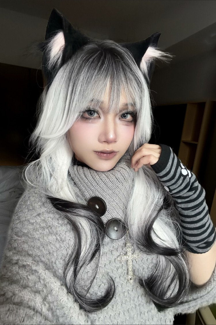 Kawaii Fashion Wig - Black/white Ombre, 2 Colors, Sweet Style - additional product view 3
