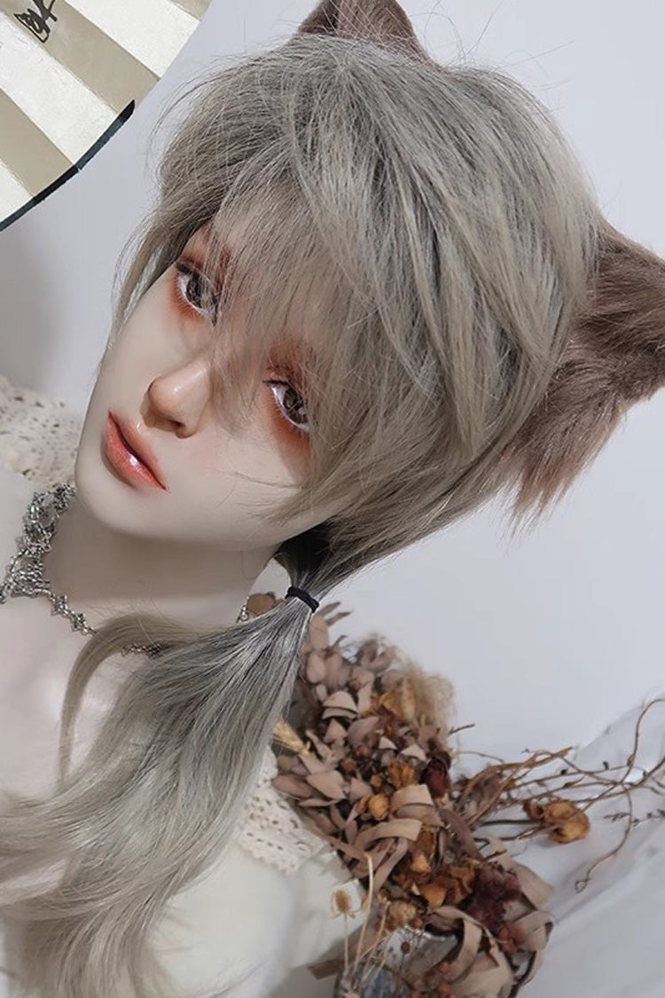 Kawaii Fashion Wig - Black/yellow Gradient, 2 Colors, Ruffled, Bow Detail - additional product view 3