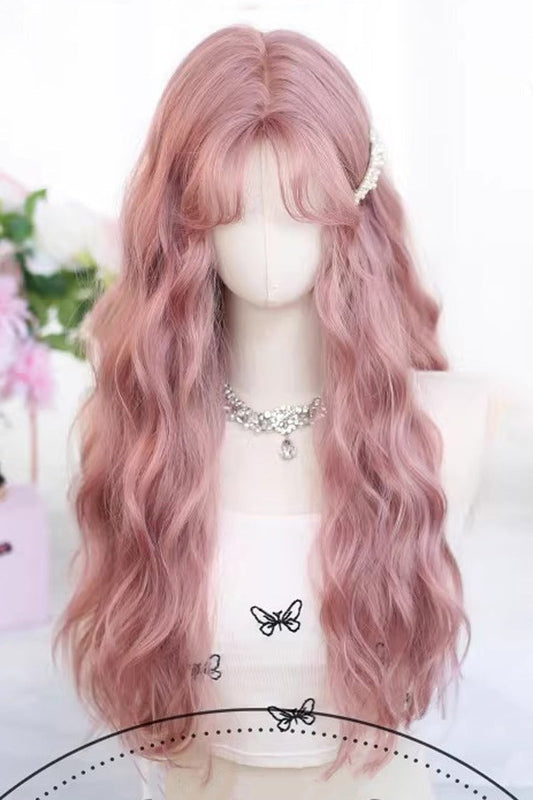 Kawaii Fashion Wig - Doll Style Center Part, 2 Colors, Sweet Style - One-Size Sakura-Pink option