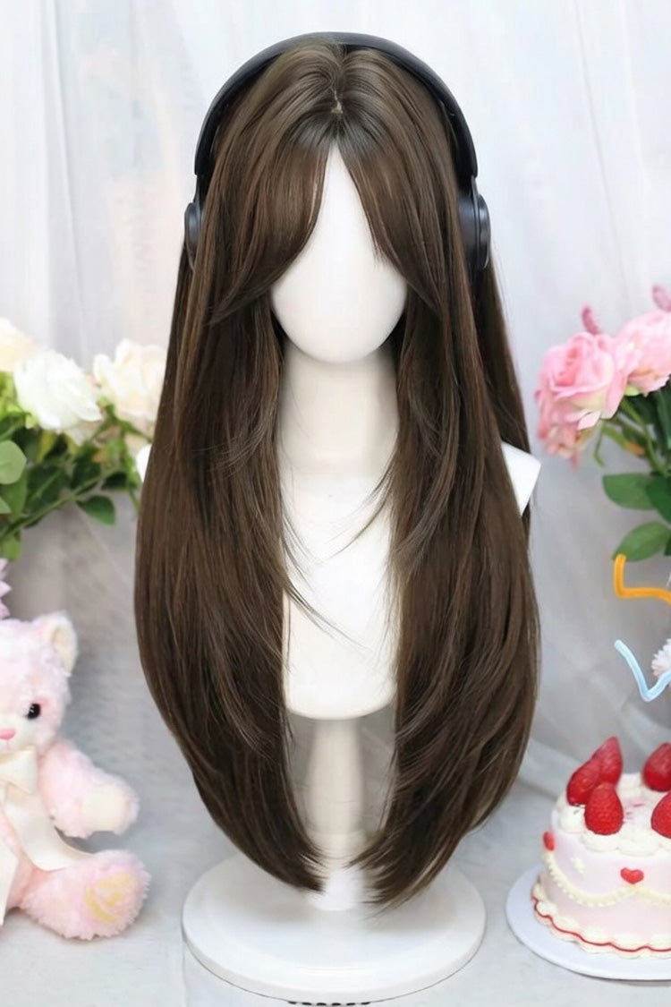 Kawaii Fashion Wig - Eight Bangs, 2 Colors, Sweet Style - Daily and Convention Styling - One-Size Hazelnut-Ash-Brown option