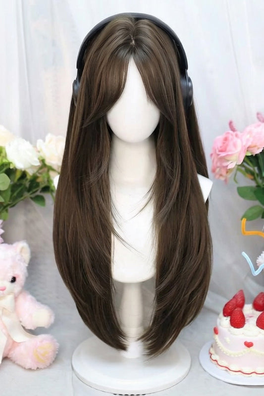 Kawaii Fashion Wig - Eight Bangs, 2 Colors, Sweet Style - Daily and Convention Styling - One-Size Hazelnut-Ash-Brown option