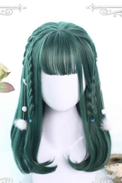 Kawaii Fashion Wig - Hair-tail Micro Curly Hair, Green, Classic Style - additional product view 2