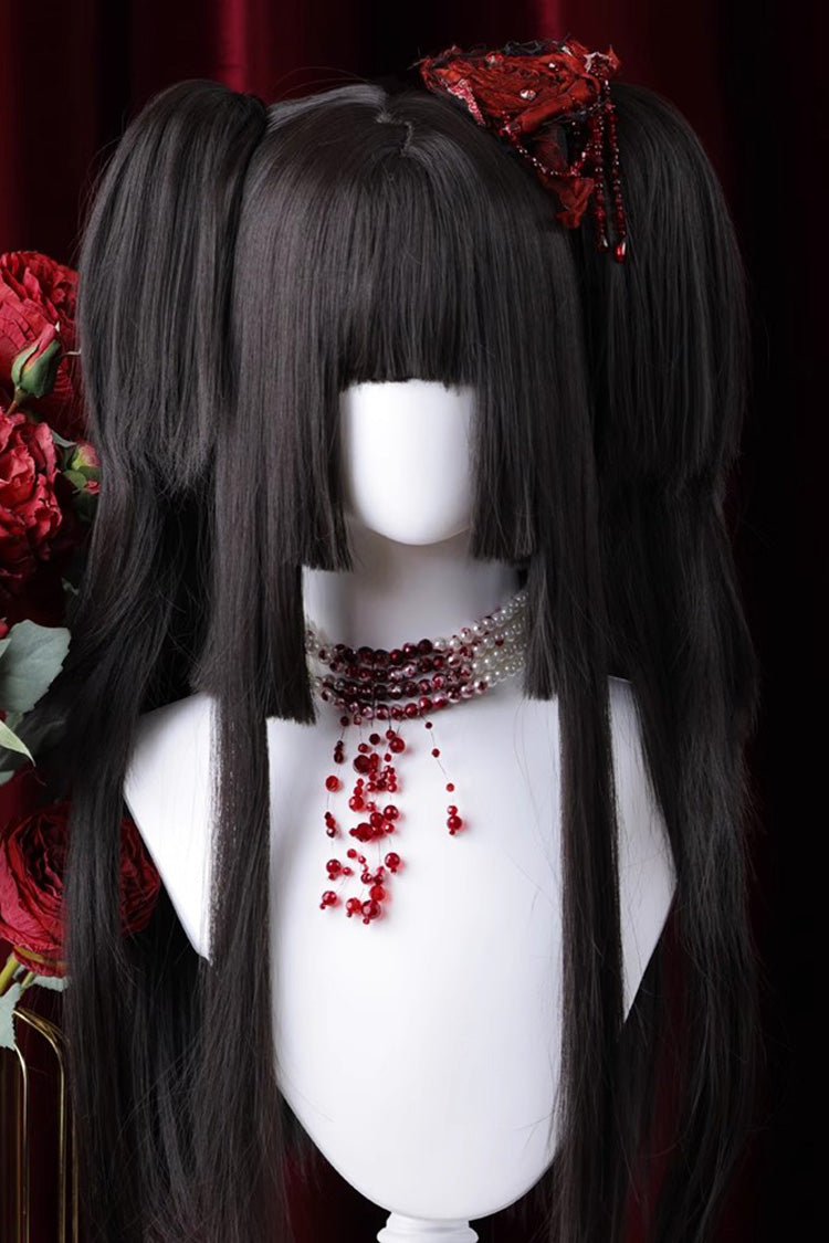 Kawaii Fashion Wig - Layered Hime-cut Vintage Elegant, Black - additional product view 3