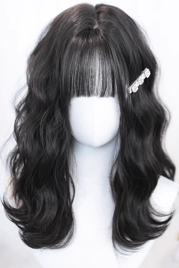 Kawaii Fashion Wig - Natural Black Clip-in Curls Hair, Black, Sweet Style - main product image