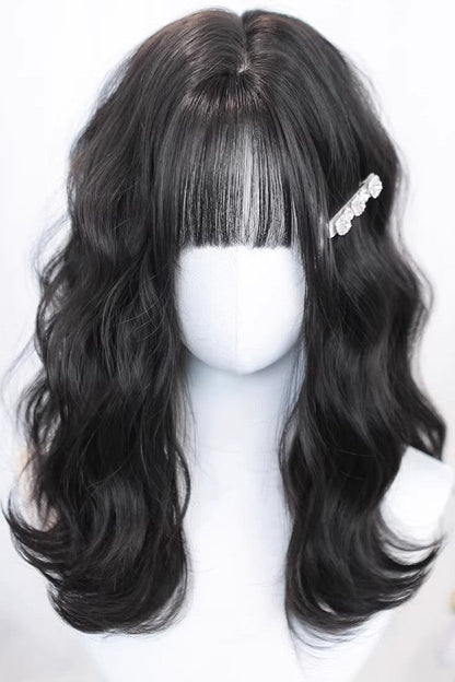 Kawaii Fashion Wig - Natural Black Clip-in Curls Hair, Black, Sweet Style - main product image
