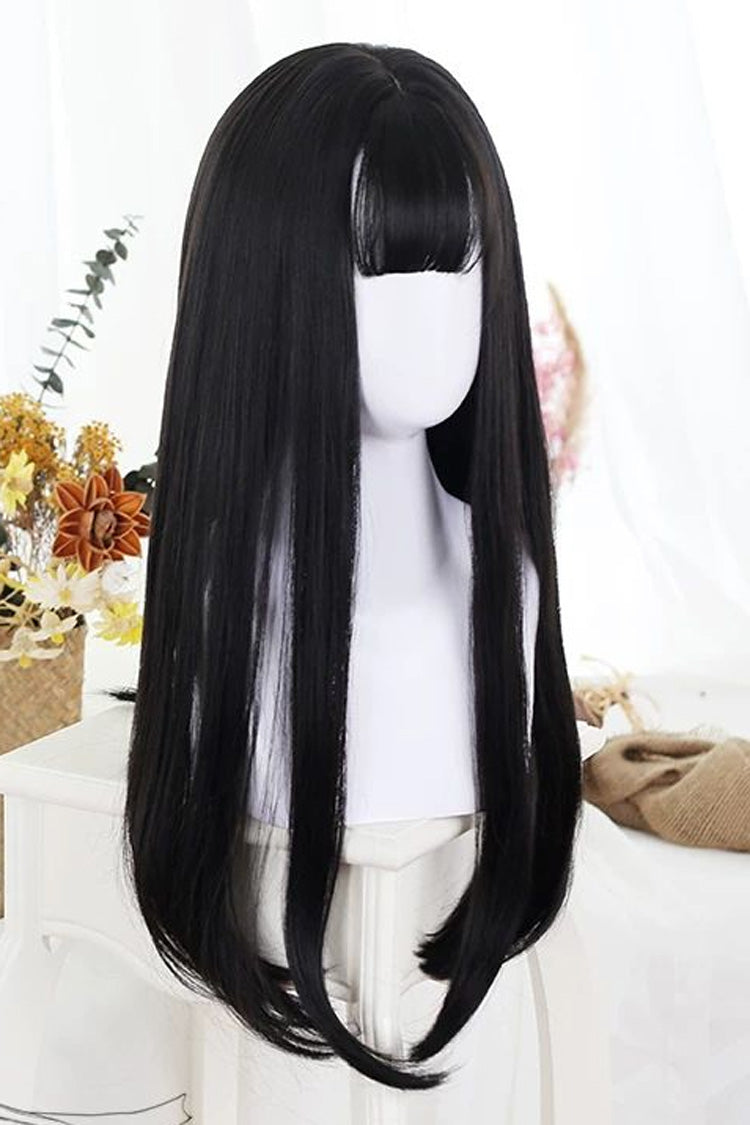Kawaii Fashion Wig - Natural Black Wispy Bangs, Black, Sweet Style - additional product view 3