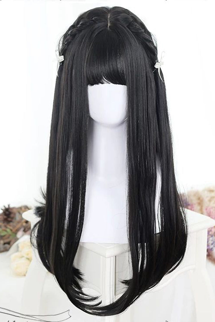 Kawaii Fashion Wig - Natural Black Wispy Bangs, Black, Sweet Style - main product image