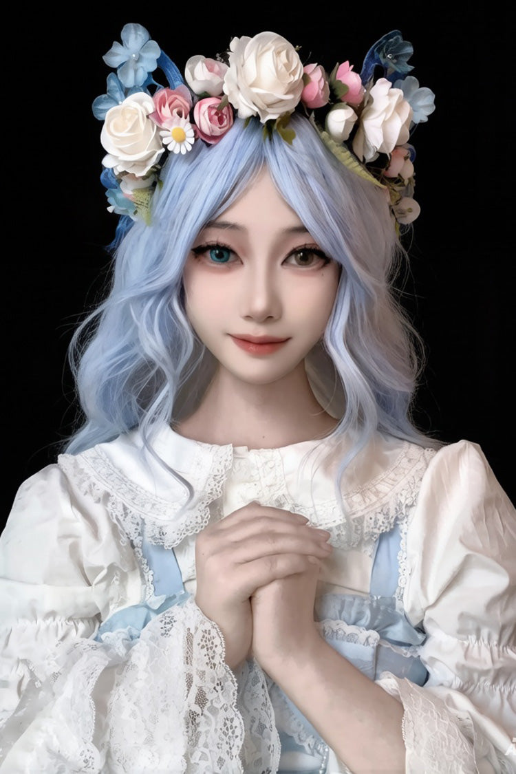Kawaii Fashion Wig - Ombre Water Ripple Texture, Blue, Sweet Style - additional product view 4
