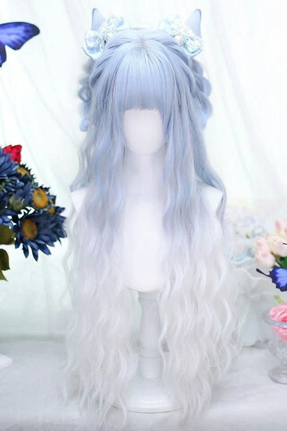 Kawaii Fashion Wig - Ombre Water Ripple Texture, Blue, Sweet Style - main product image