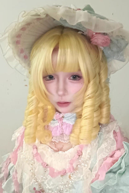 Kawaii Fashion Wig - Pale Gold Ringlet Curls, Gold, Sweet Style - additional product view 2