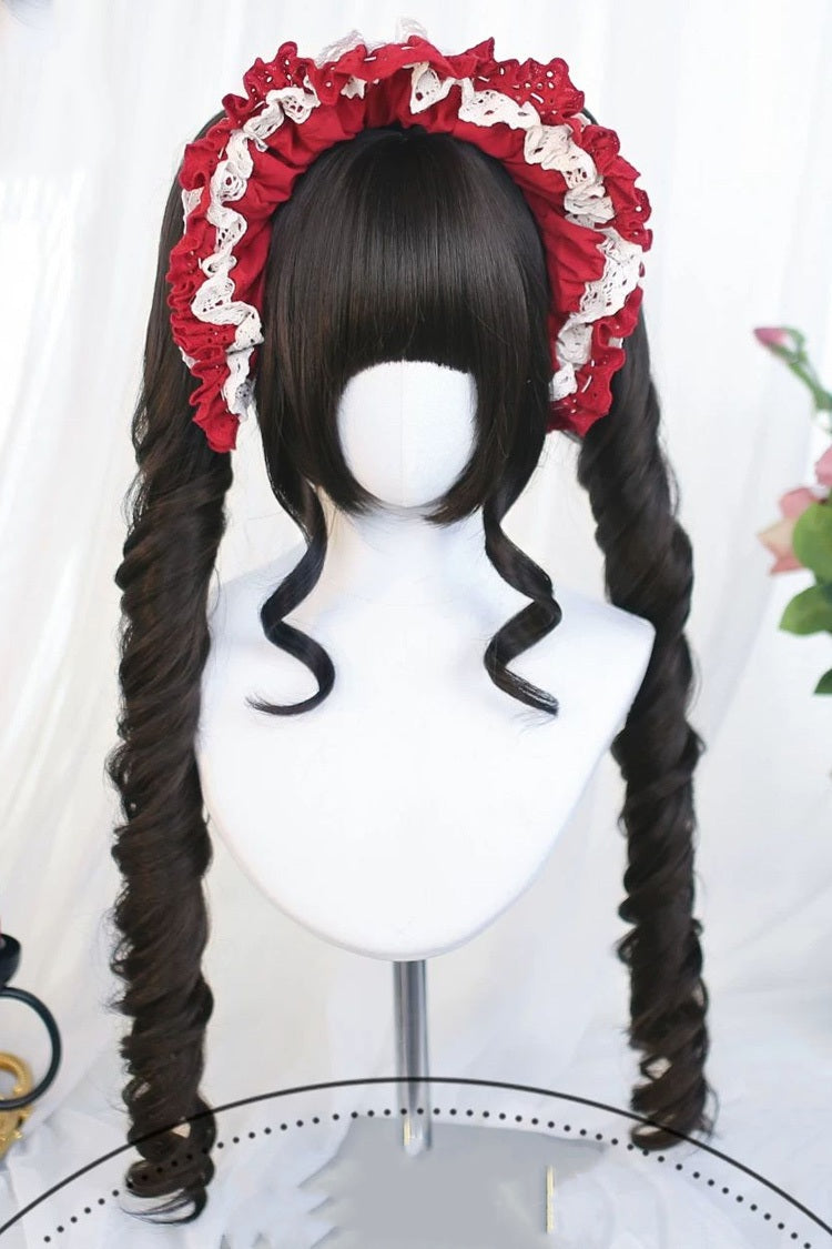 Kawaii Fashion Wig - Roman Ringlet Curls With, 4 Colors, Sweet Style - One-Size Black-Tea-Brown option