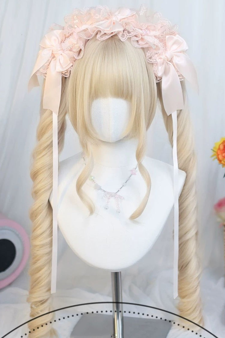 Kawaii Fashion Wig - Roman Ringlet Curls With, 4 Colors, Sweet Style - One-Size Pale-Yellow option