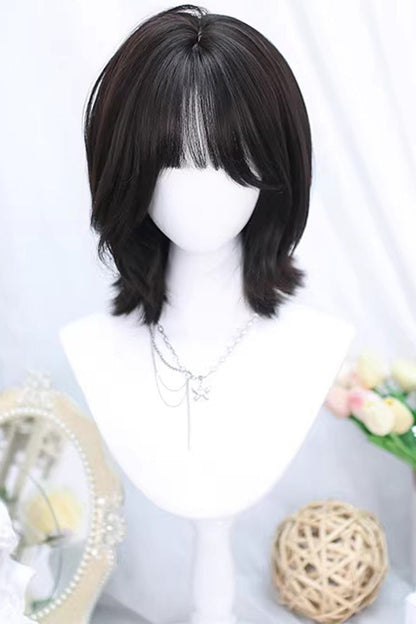 Kawaii Fashion Wig - Shoulder Length, 2 Colors, Sweet Style - Lolita Coordinate Hair - One-Size Black-Tea-Brown option