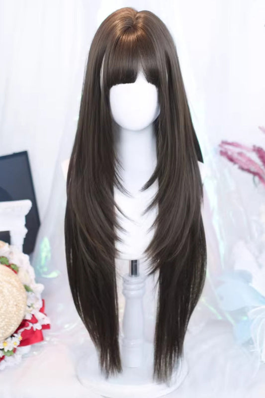 Kawaii Fashion Wig - Straight Wispy Air Bangs, 3 Colors, Sweet Style - main product image