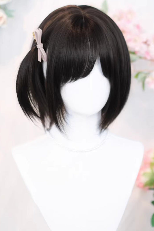 Kawaii Fashion Wig - Tea Brown Straight, 2 Colors, Bun Ponytail, Sweet Style - additional product view 2