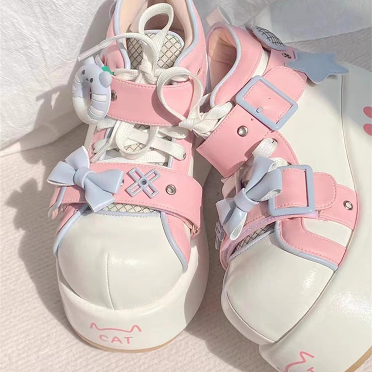 Kawaii Lolita Boots - Bear Paw Print Bowknot, 2 Colors, Bow Detail, Printed, Sweet Style - additional product view 3